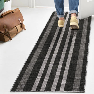 Vichy Geometric Striped Machine-washable Area Rug